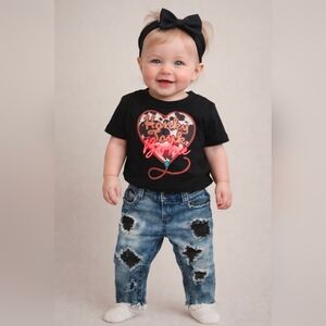 Honky Tonk Barbie Outfit Distressed Slim Jeans & T-shirt 6-12 Months